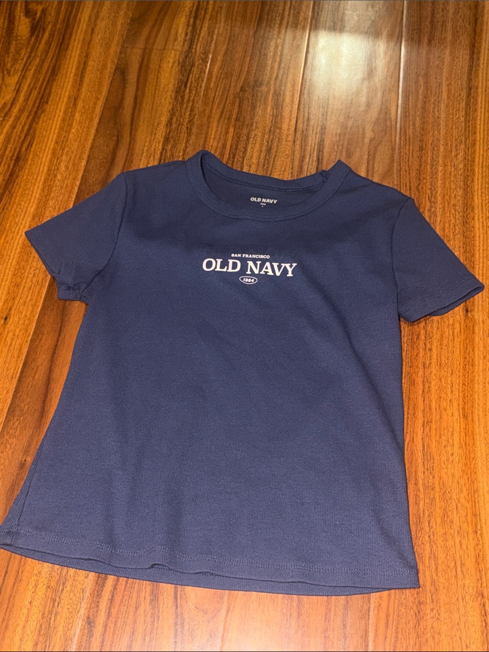 Old Navy Navy Short-Sleeve Logo Tee with White Print